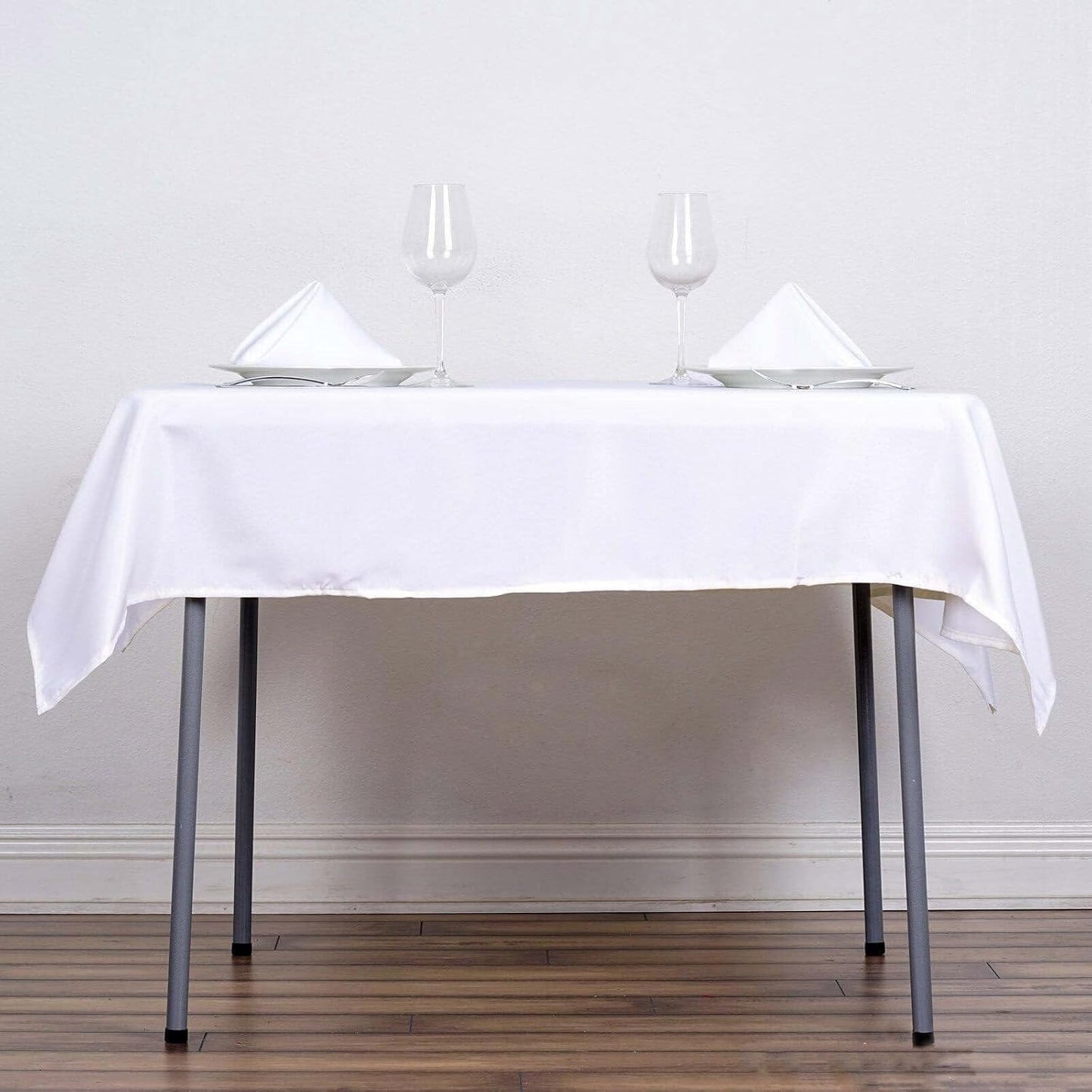 Efavormart 54x54 White Wholesale Linens Seamless Polyester Square Linen Tablecloth for Wedding Banquet Party Restaurant