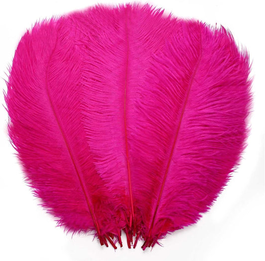 YAKRUNA 30PCS Hot Pink Ostrich Feathers Bulk 12-14 Inches for Centerpieces for Wedding Birthday Gatsby Party, Decorative Plumes for Vase & Table & Christmas Tree Decor (30-35cm, Fuchsia)