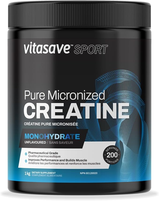 Micronized Creatine Monohydrate Powder – 100% Pure Creatine for Muscle Growth, Strength & Performance – Fast-Absorbing, Ultra-Fine & Unflavored – Vegan – 200 Servings (1000g, Made in Canada)