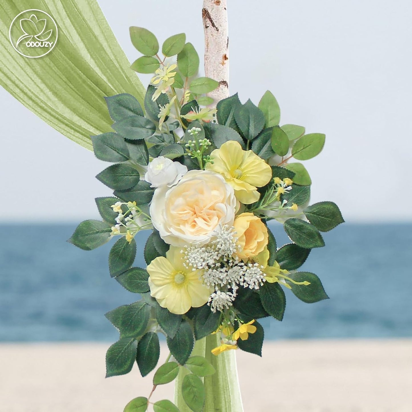 Wedding Arch Flowers Kit,Artificial Flower Arch Decor,2pcs Artificial Flower Arrangement for Wedding Decor Reception Backdrop Floral Decorations (Yellow)