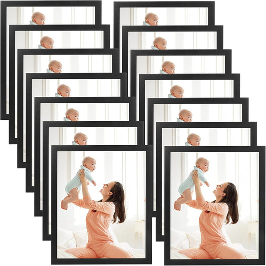 CRUGLA 8x10 Magnetic Picture Frames for Refrigerator 12 Packs, Modified Magnetic Sheet with Self Adhesive Backing, Black 8 by 10 Magnetic Photo Craft Frame Set for Glass Window Door Cubicle