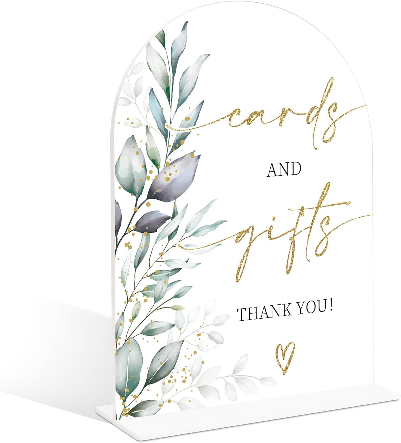 Acrylic Wedding Signs, Greenery Theme Cards and Gifts Sign, Wedding Reception Signage, Bridal Shower Table Decor with Stand, Engagement, Anniversary, Newlywed Events and Parties Supplies, 17