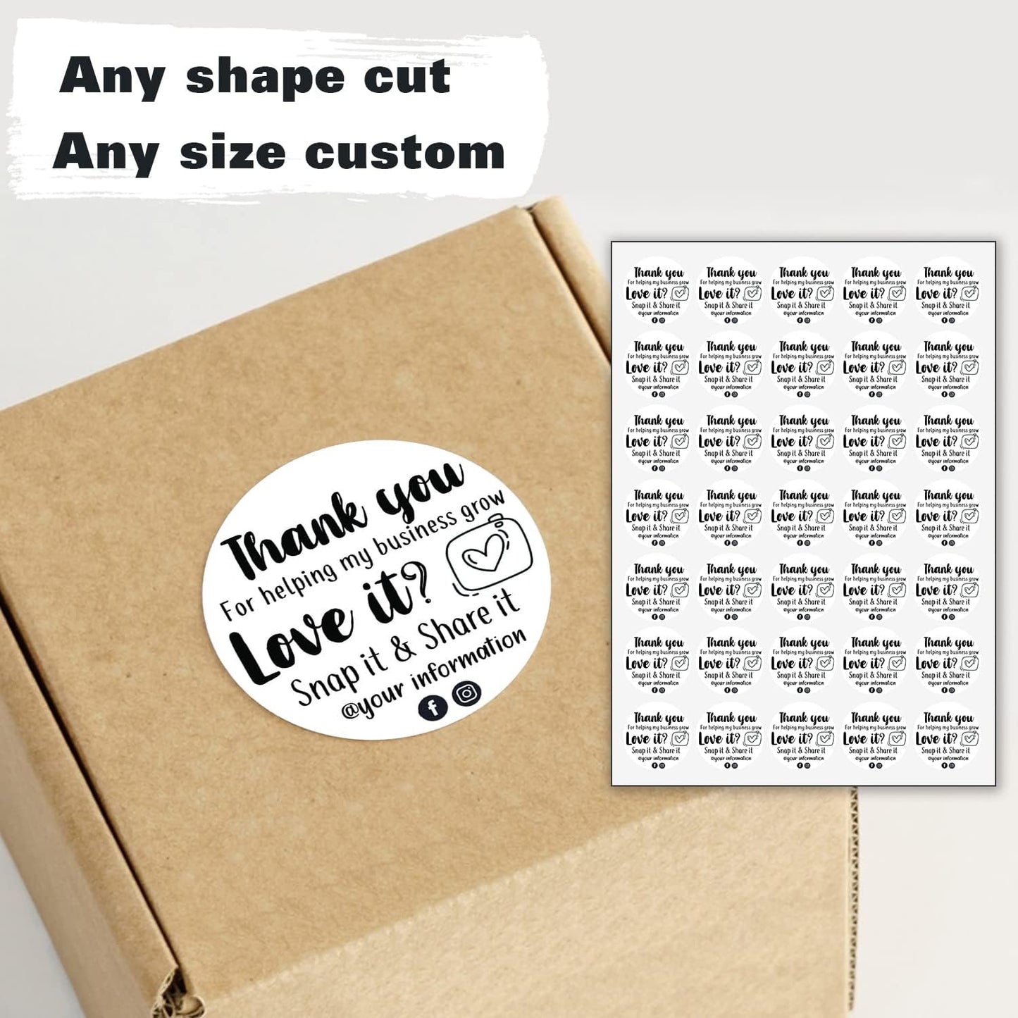Custom Logo Stickers for Business, Personalised Logo Labels - Any Shape, Waterproof Vinyl Perfect for Branding & Packaging