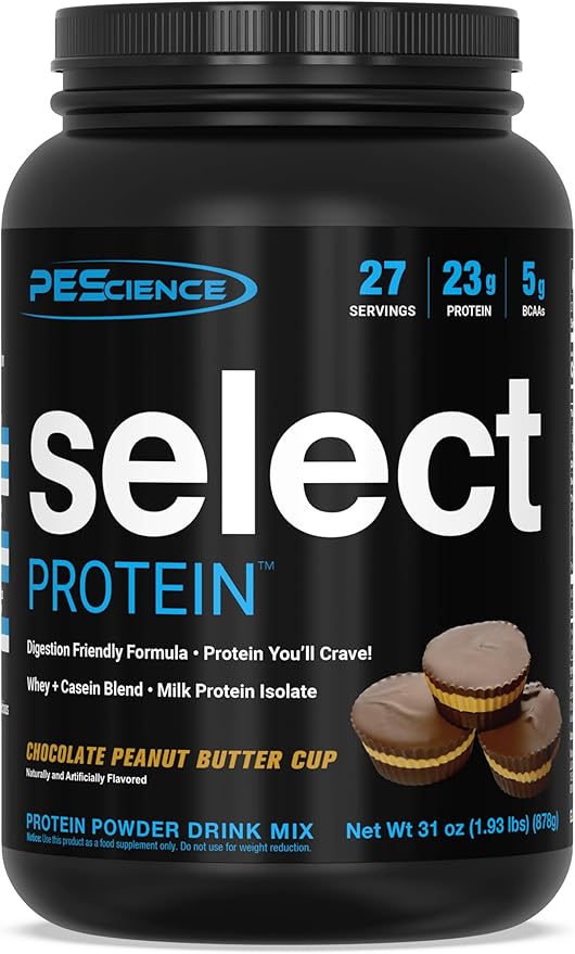 PEScience Select Protein Powder, Whey and Casein Blend, Clean Protein Powder for Women and Men, Low Calorie, Low Carb, Keto Friendly, Gluten Free, Chocolate Peanut Butter Cup, 27 Servings