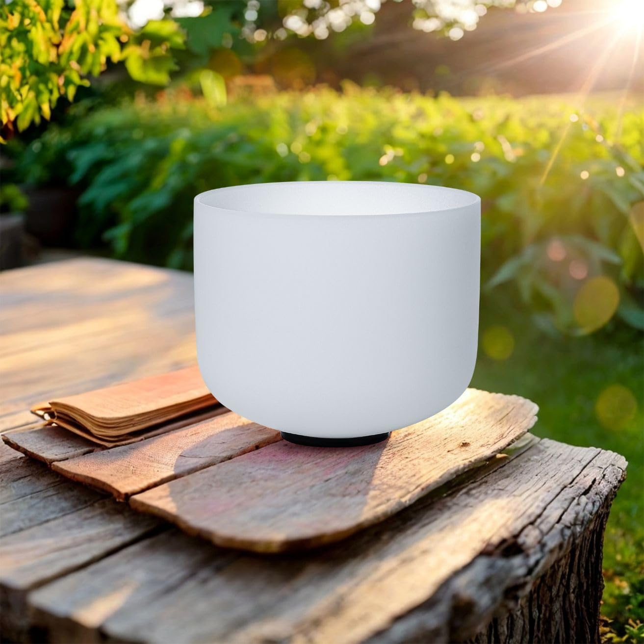 10 inch White E Note Solar Plexus Quartz Crystal Singing Bowl, for Healing Mindfulness Meditation Yoga Sound Baths, with Rubber Mallet O-ring