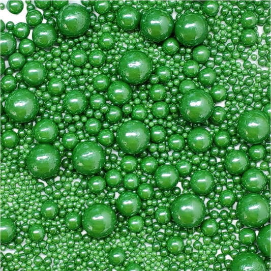 Edible Pearl Sugar Sprinkles Christmas Green Candy Mixing Size Baking Edible Cake Decorations Cupcake Toppers Cookie Decorating Celebrations Wedding Valentines Easter Halloween Christmas Supplies 120g/ 4.24oz