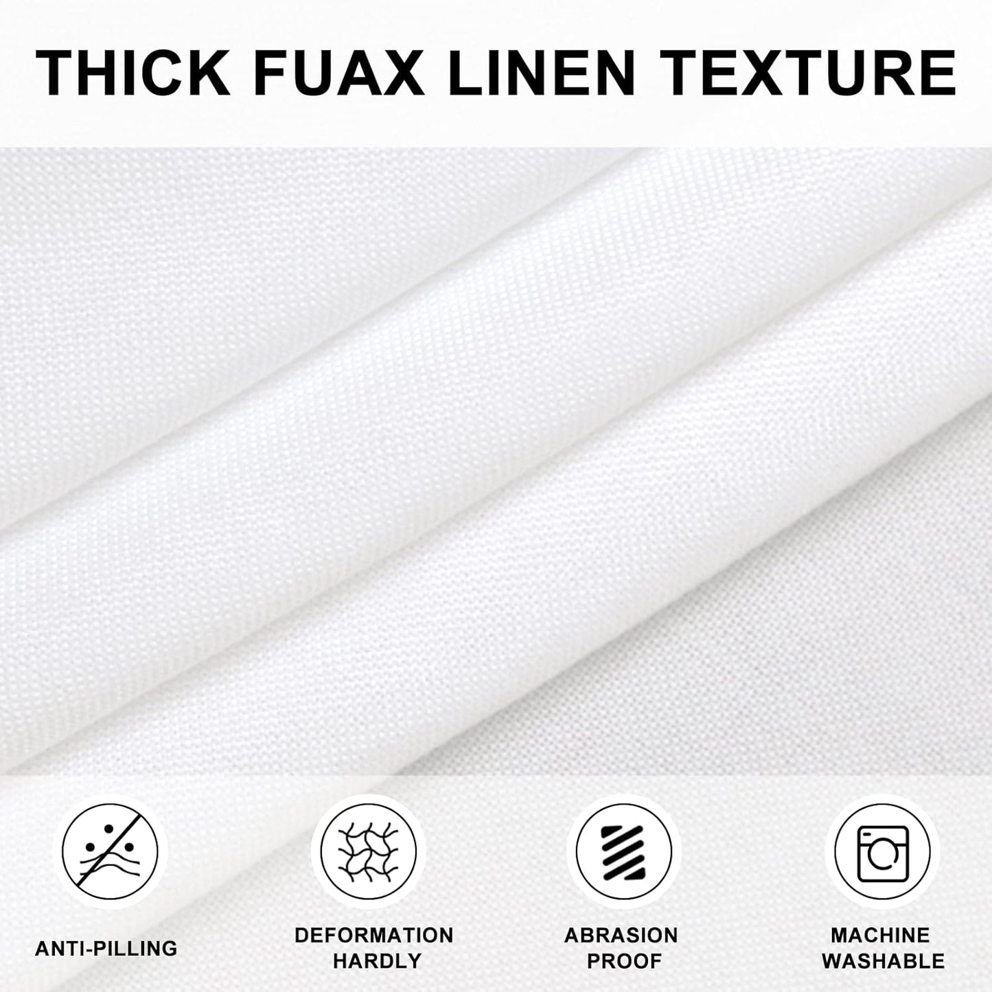 Hiasan Round Linen Tablecloth 120 Inch - Wrinkle and Stain Resistant Washable Polyester Fabric Table Cloth for Dining Room Kitchen Party, White