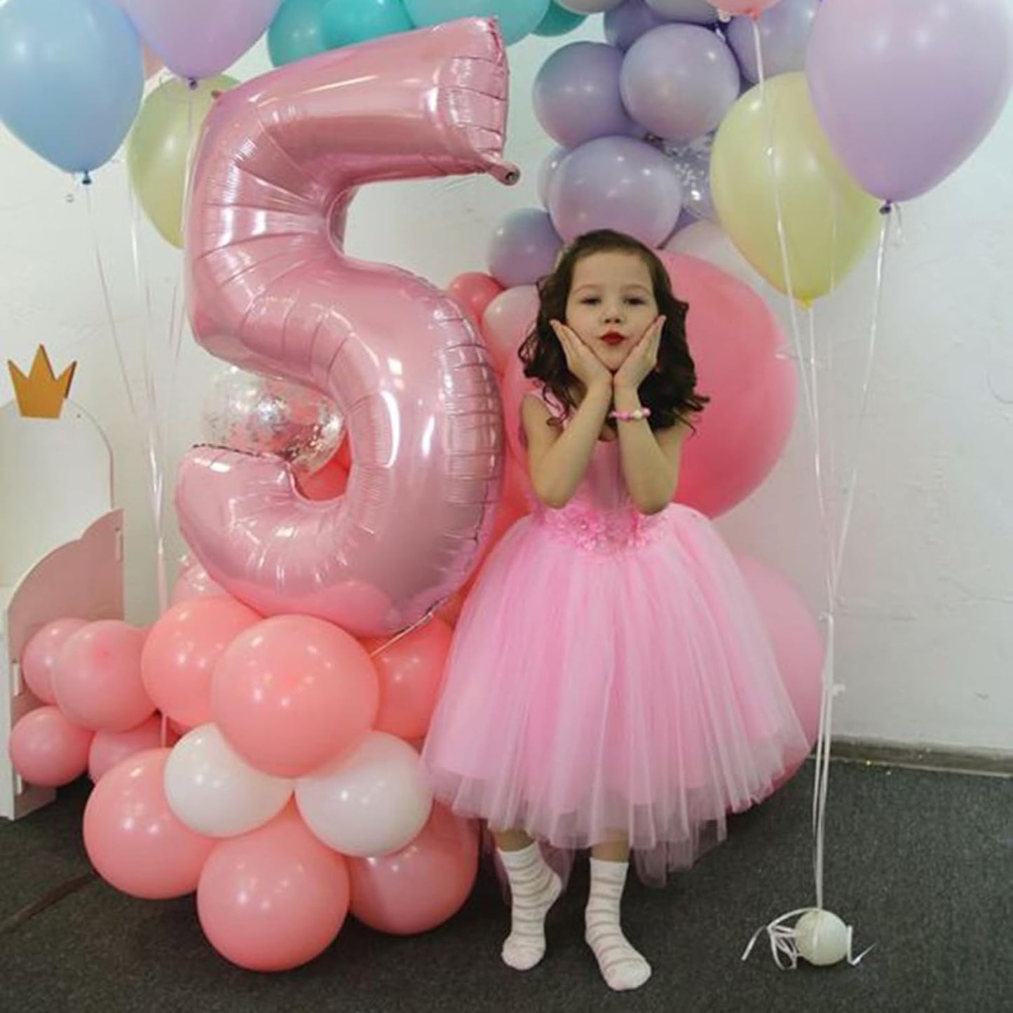 Light Pink 5 Number Balloons 40 Inch Big Foil Helium Number Balloons 0-9 Jumbo Pastel Pink Digital 5 Happy 5th 15th 50 th Mylar Birthday Party for Girl Anniversary Graduation Party Decoration