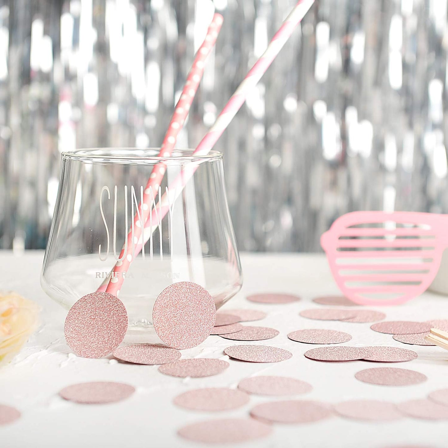 Glitter Confetti Circle Dots for Table Wedding Birthday Party Decoration, 1.2 inch in Diameter (rose gold glitter,200pc)