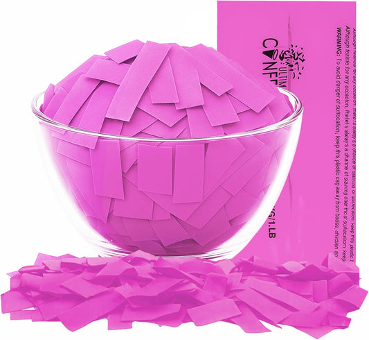 Pink Biodegradable Confetti - Rectangular Fluttering Tissue Paper Confetti for Cannon and Launcher use – Best for Gender Reveal, Wedding, Parties, and Live Events - 1 lb, 16 oz