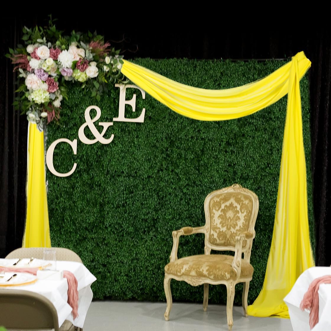 Wedding Arch Draping Fabric 20 Ft Yellow Chiffon Drapes for Wedding Sheer Drapery Chiffon Fabric Drape for Party Ceremony Arch Stage Decorations