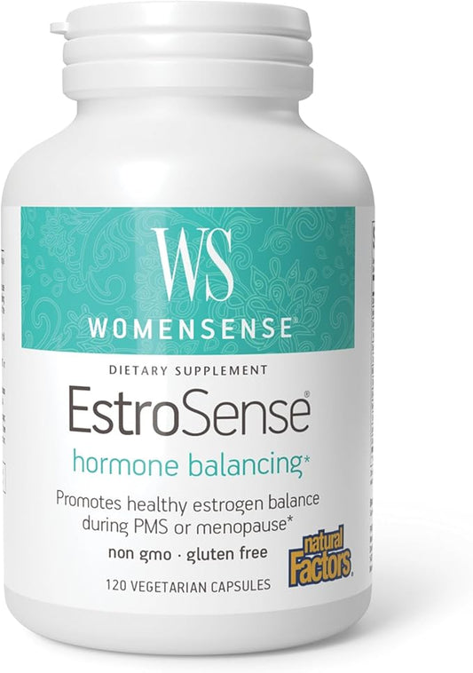 Natural Factors WomenSense EstroSense, Natural Supplement to Support Estrogen and Hormone Balance During PMS or Menopause, Vegan, Non-GMO, 120 Capsules