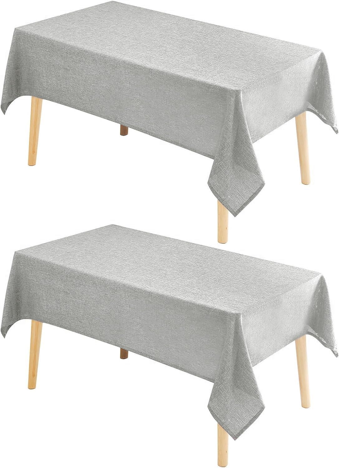 Hiasan 2 Pack Faux Linen Square Tablecloth - Wrinkle and Stain Resistant Washable Table Cloth for Kitchen Dining Room Holiday Table Cover for Party Dinner, Light Grey, 54 x 54 Inch