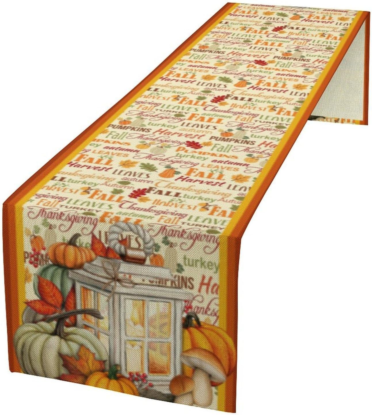 Autumn Table Runner,Farmhouse Leaves Pumpkin Thanksgiving Table Cloth for Kitchen Dining Table Decoration Home Party Decor 13x70 Inch