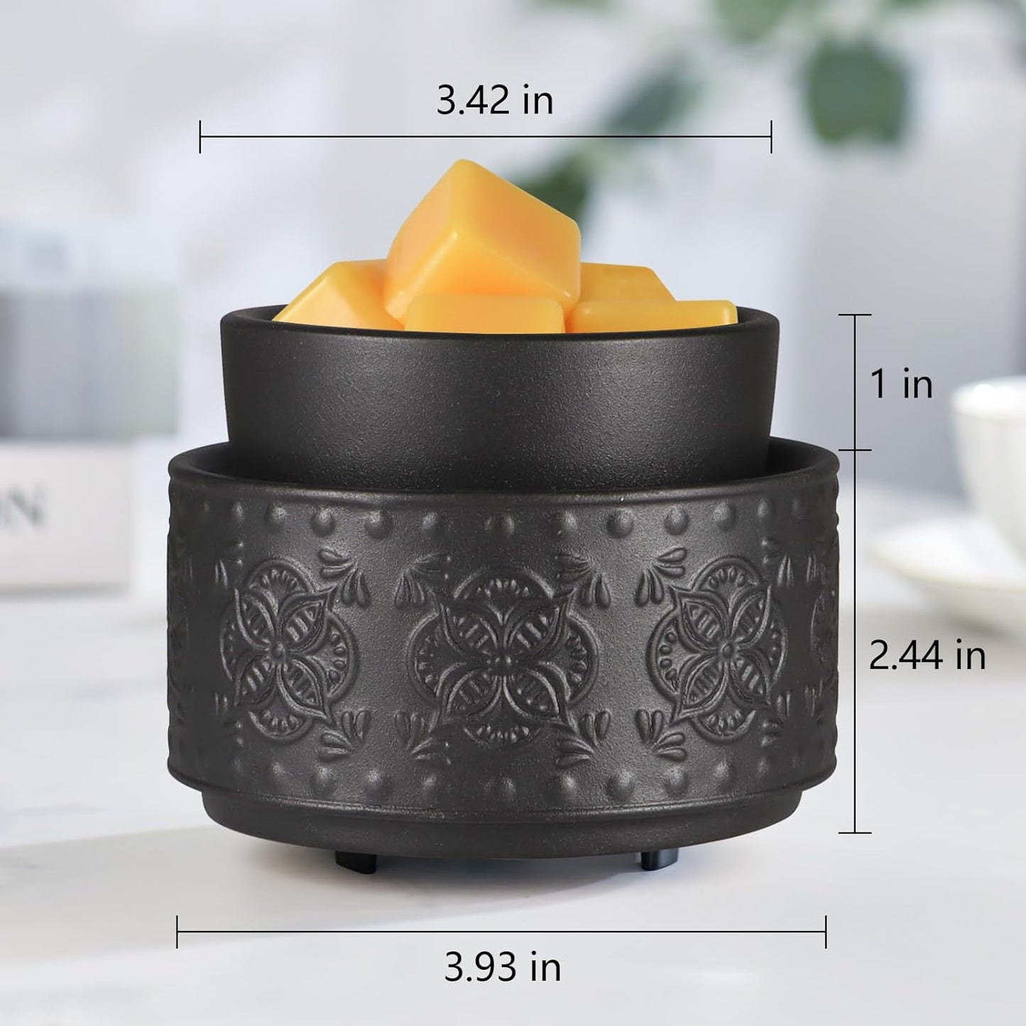 mocosa Ceramic Wax Warmer Wax Melt Warmer for Scented Wax 3-1 Electric Candle Warmer Home Fragrance Wax Burner as Gifts for Mom Grandma Women(Black-Granular)
