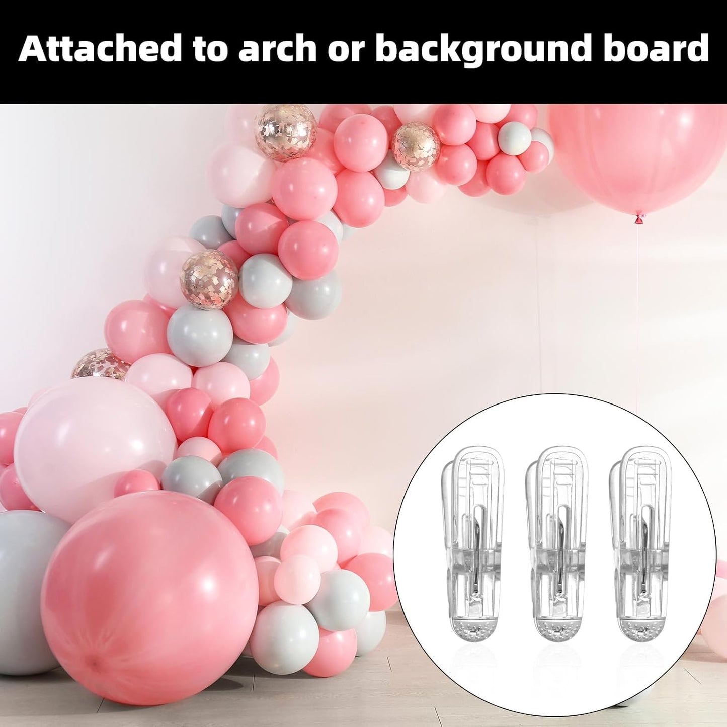 20pcs Spring Clamps, Transparent Balloon Garland Clips 2.36x0.59in/6x1.5cm Heavy Duty Clips for Crafts Balloon Arch Photography Backdrop Decoration