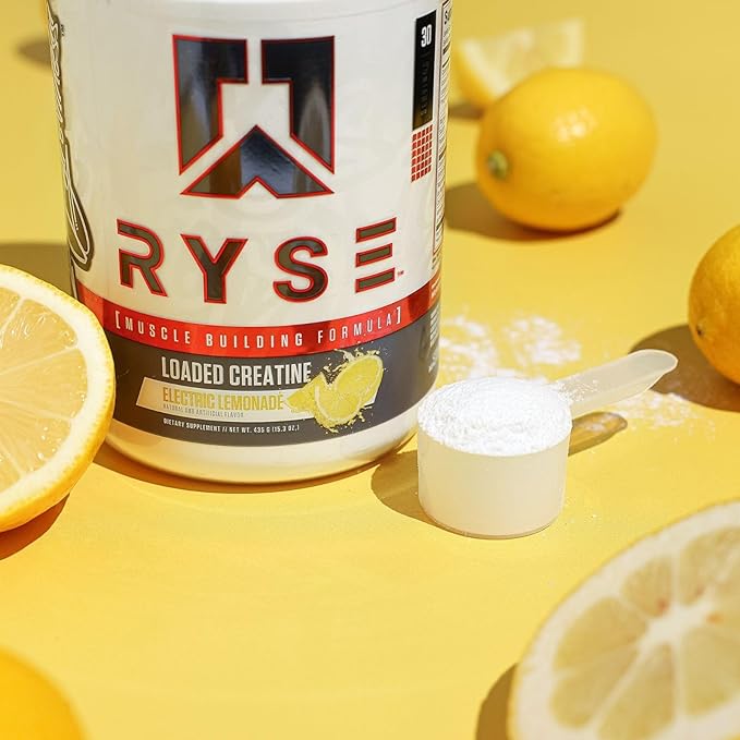 RYSE Loaded Creatine for Men & Women - Electric Lemonade - Muscle Building Formula with 3 Forms of Electrolytes, Betaine Anhydrous and Peak ATP - Strength, Power & Endurance Support - 30 Servings