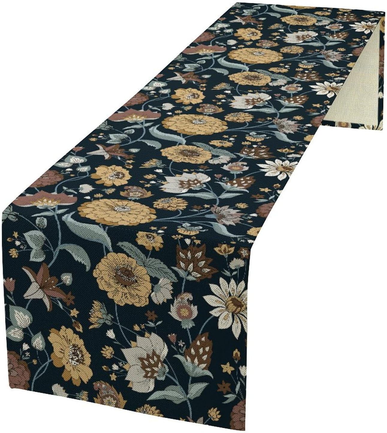 Boho Floral Table Runner Bohemian Floral Vintage Home Kitchen Dining Table Decoration 13x36 Inch 1PCS