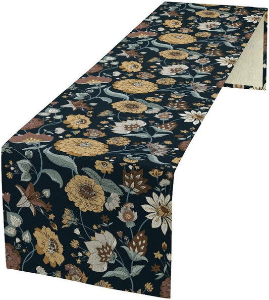 Boho Floral Table Runner Bohemian Floral Vintage Home Kitchen Dining Table Decoration 13x108 Inch 1PCS