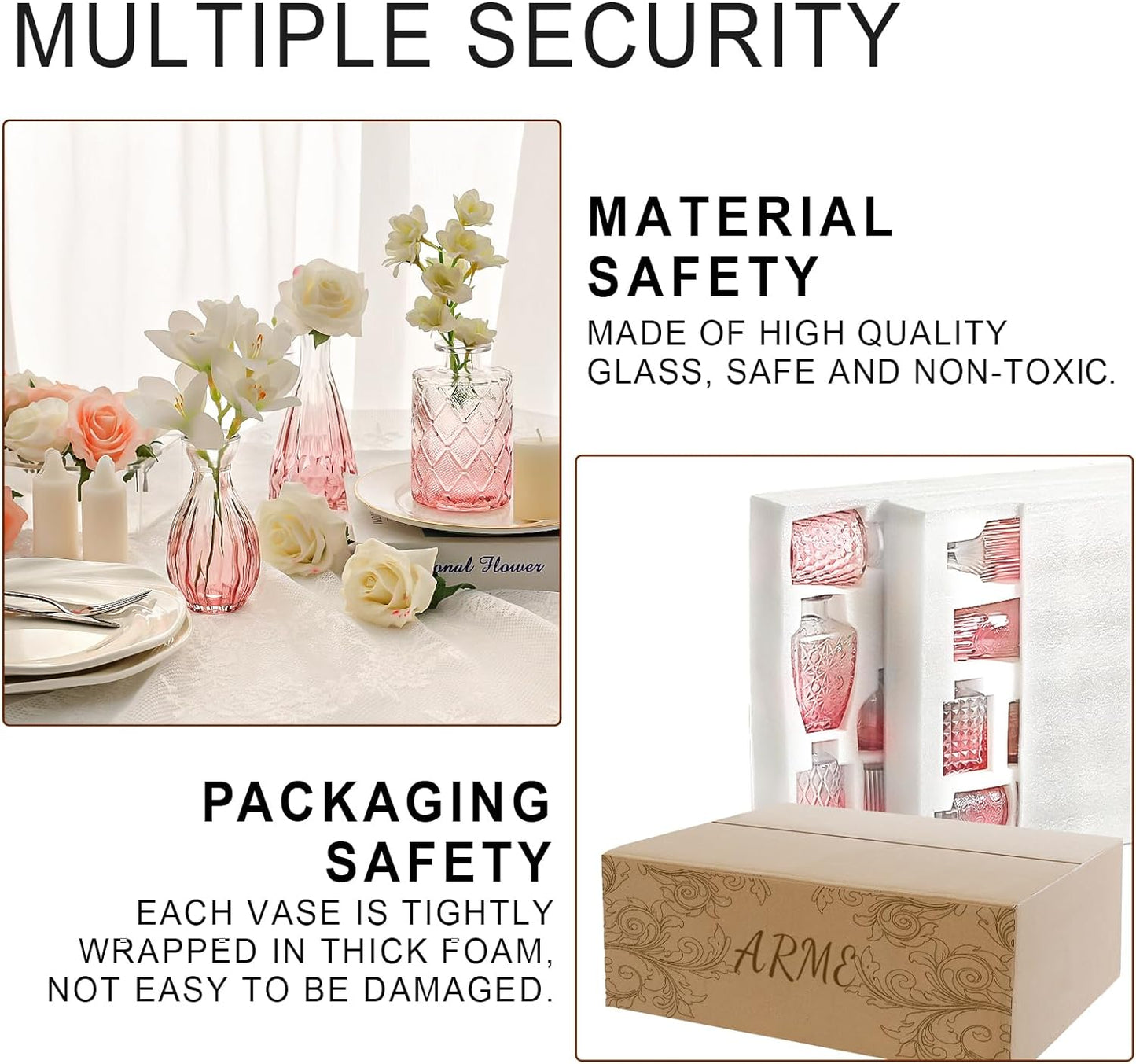 Arme Bud Vase Set of 32, Pink Vases in Bulk Bud Vase for Flower Small Glass Vases for Wedding Centerpieces, Vintage Cute Mini Flower Vase, Home Table Flower Decor