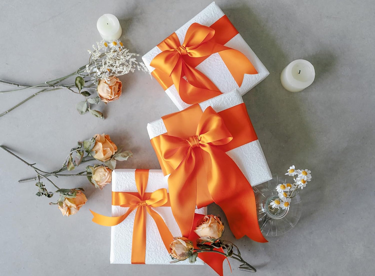 Orange Satin Ribbon 2.5 Inch Double-Faced 25 Yards for Bows Crafts Gift Wrapping Christmas Flower Bouquet Fall Wedding
