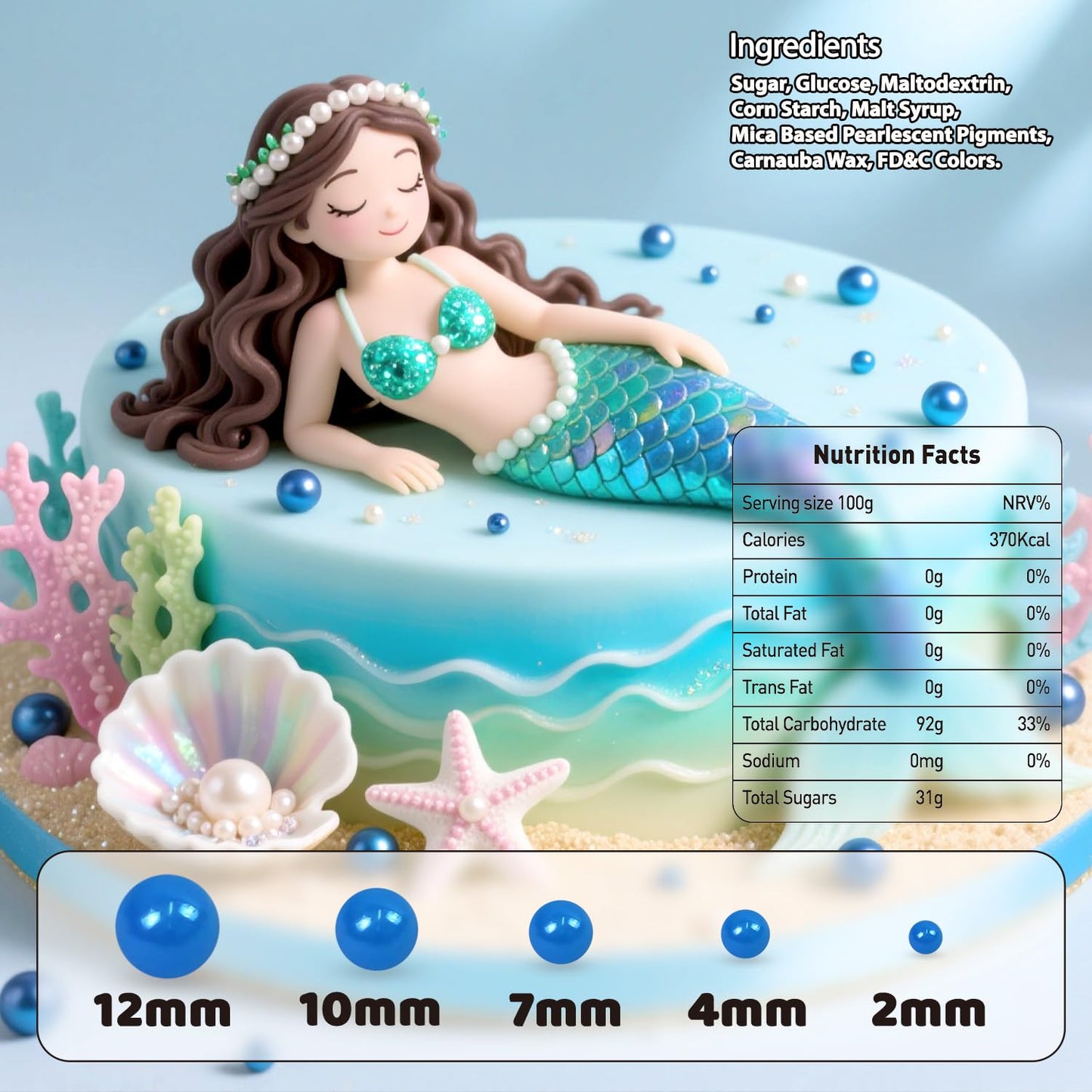 Edible Blue Sugar Sprinkles, Edible Sprinkles for Cake Decorating, Cupcake Toppers, Cake Decorations, Cookie Decoration, Wedding Party Supplies, 180g/6.35oz