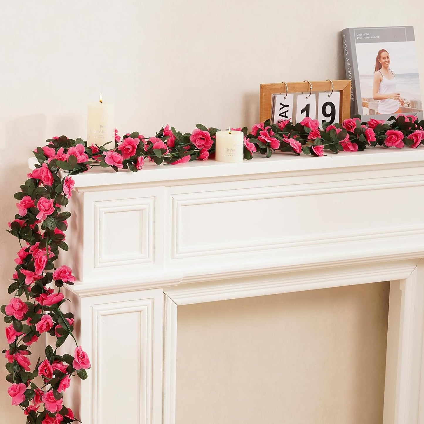 8 Pcs 65.6 Ft Flower Garland Rose Vines, Rose Garland for Decoration, Flower Vine for Room Table Birthday Wedding Party Garden Wall Decor