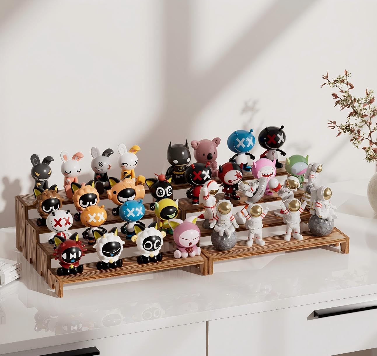 14 Inch Large Wooden Tiered Riser Display Stands, 2 Set Stackable Wooden Cupcake Stand Dessert Table Display Set,Tiered Shelf Organizer,Display Stands Shelf,Vendor Booth Display Items for Vendor Events