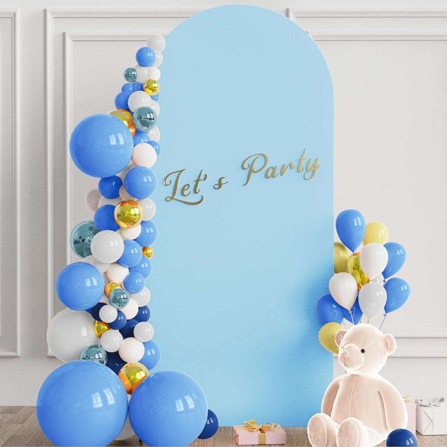 Wokceer 6 FT Wedding Arch Stand and Arch CoverMetal Arch Stand with Arch Stand Cover for Birthday Party Wedding Ceremony Bridal Baby Shower Event Decor, Blue, DoorCover 0.8M-Dusty Blue-K