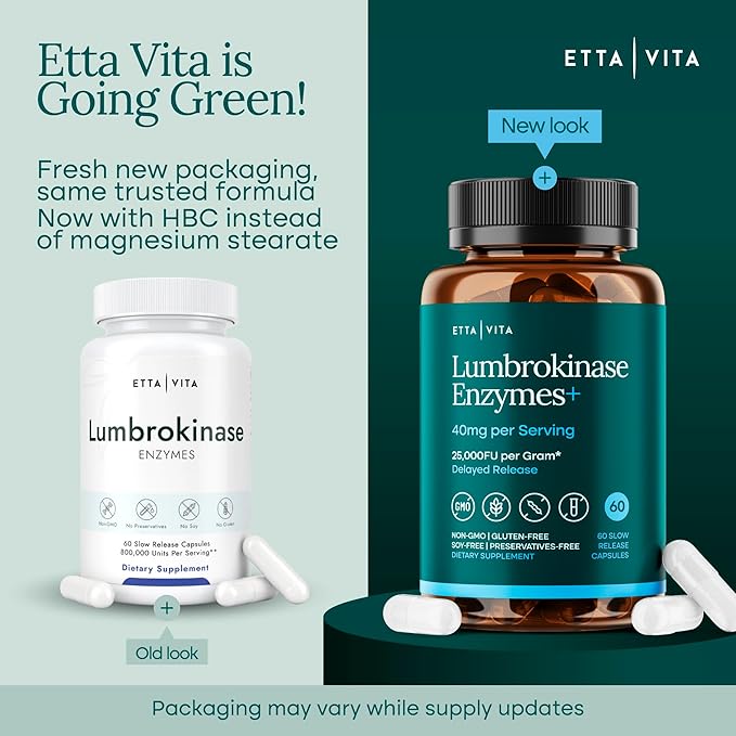Potent Lumbrokinase Supplement 40mg/Serving (Max Activity - 800,000 Units) - Lumbrokinase Enzymes Capsules for Energy Support, Digestion, Detox, Cognition & Gut Health - Similar to Nattokinase