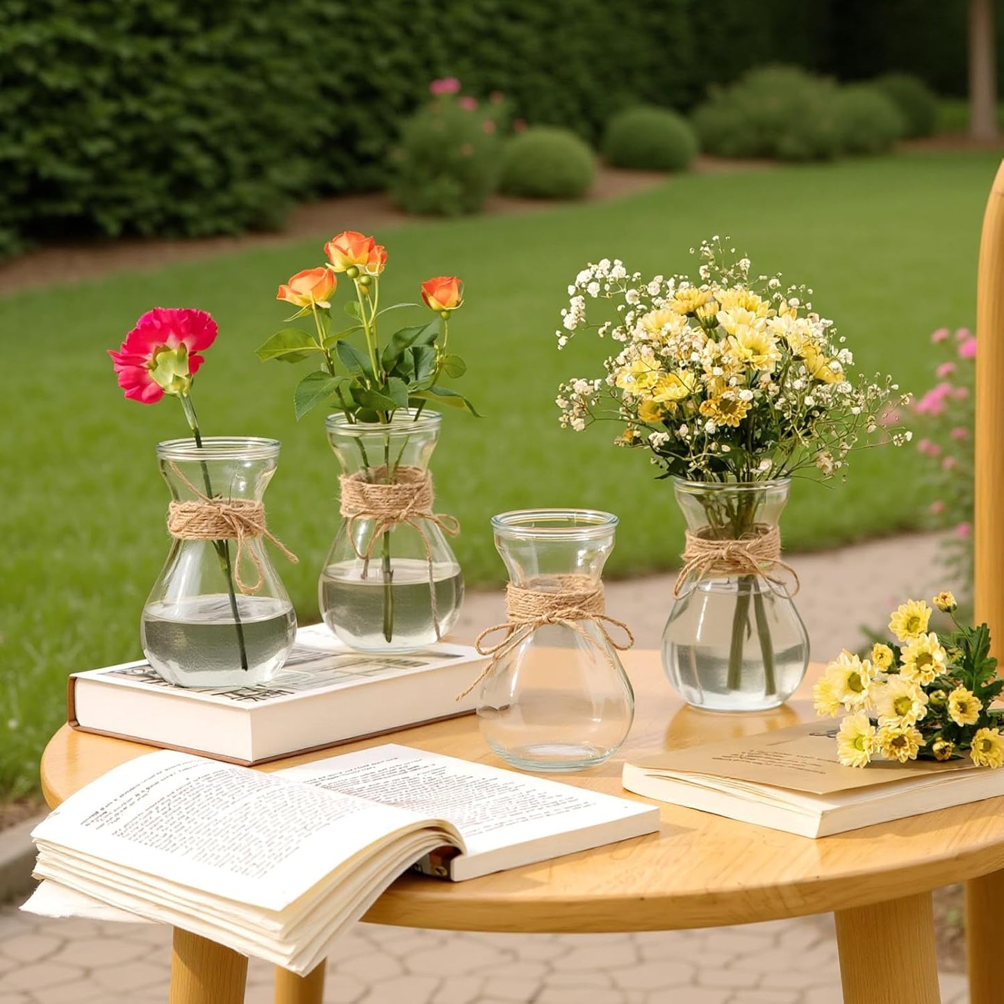 Glass Bud Vases for Centerpieces Set of 12 Clear Decorative Vase for Flowers 5.5" Small Bulb Plant Propagation Containers for Home Decor Wedding Table Decorations Rustic Farmhouse Style