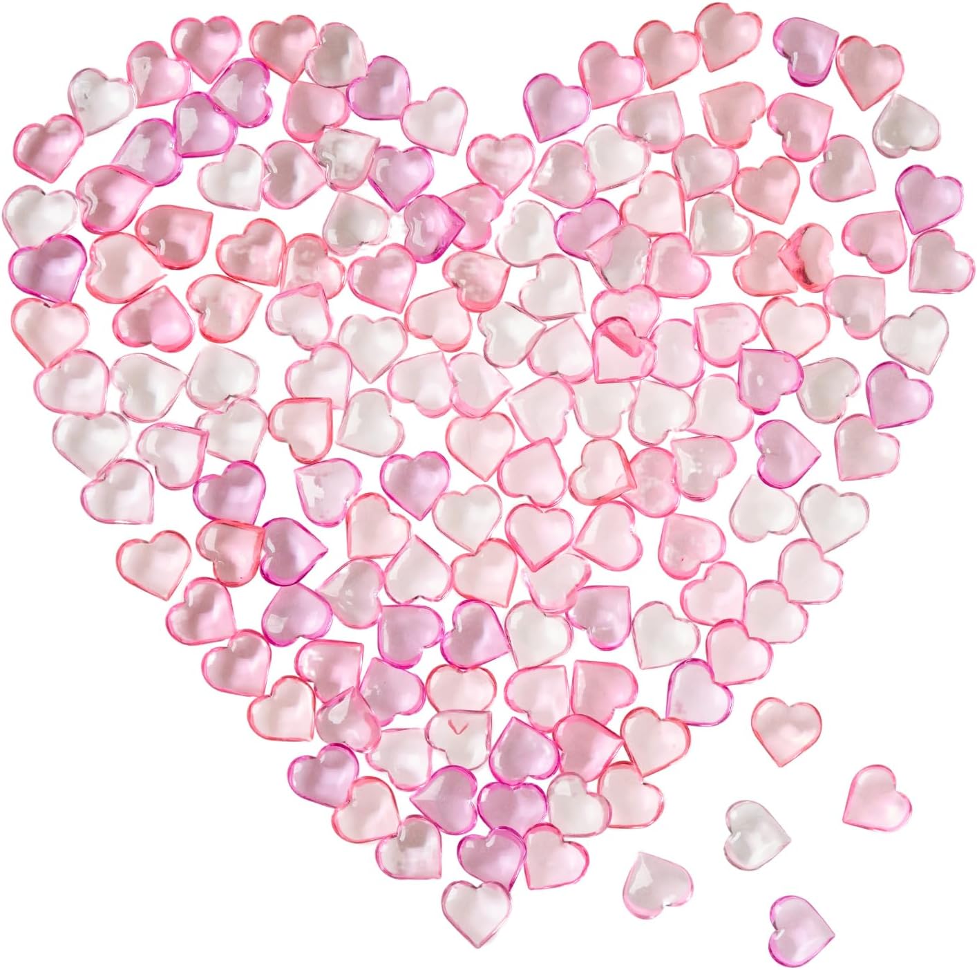 Homtable 150 Pieces Pink Red Acrylic Heart Table Scatter Vase Fillers, 5 Colors (5 Pink)