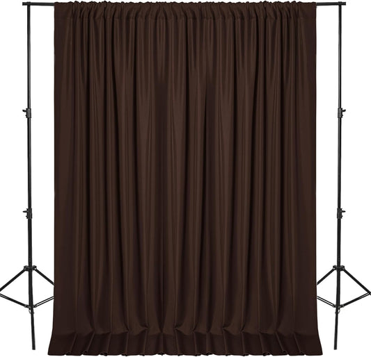 DWCN 10x7 FT Backdrop Curtains for Parties, Photography Backdrop Drapes with Rod Pockets for Wedding Decorations Stage Birthday Family Gatherings, 2 Panels 5ft x 7ft, Brown