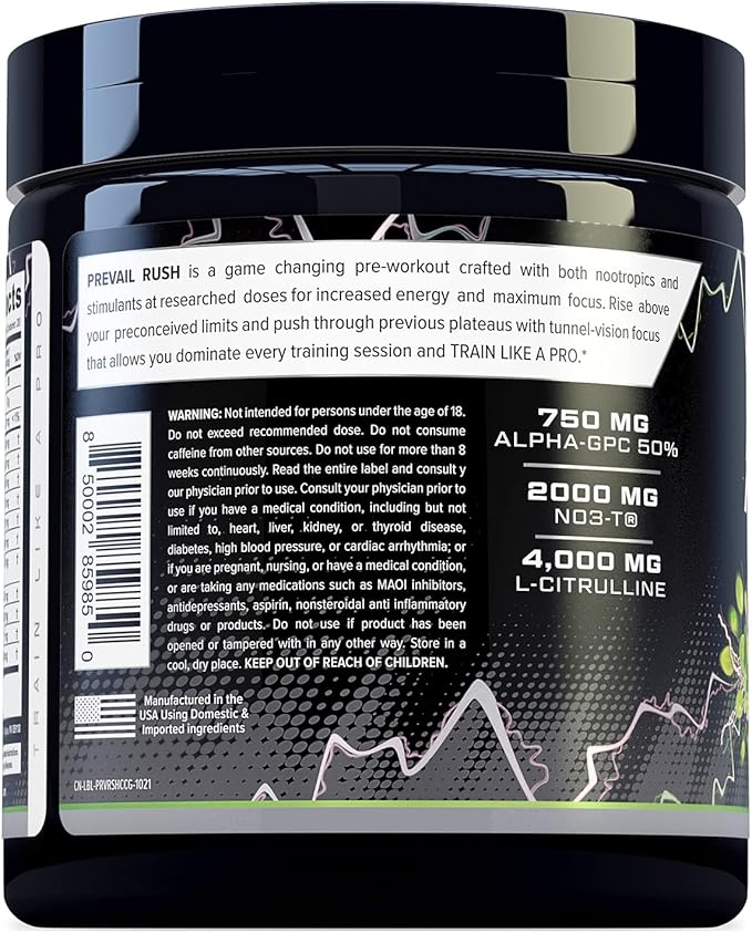 Cutler Nutrition High Stim Pre Workout Powder Prevail Rush Preworkout for Men & Women for Intense Pumps Energy and Focus with Caffeine NO3T Betaine and Dynamine | Cotton Candy Grape (20 Servings)