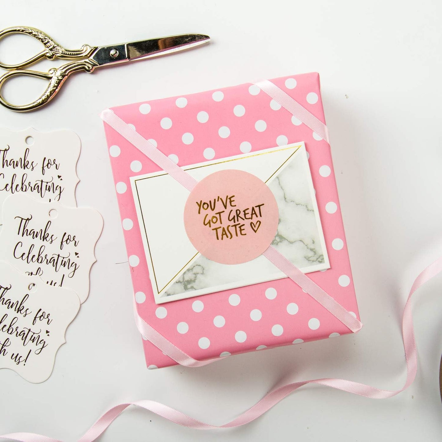 WRAPAHOLIC Reversible Wrapping Paper - Mini Roll - 17 Inch X 33 Feet - Pink and Polka Dot Design for Birthday, Holiday, Wedding, Baby Shower