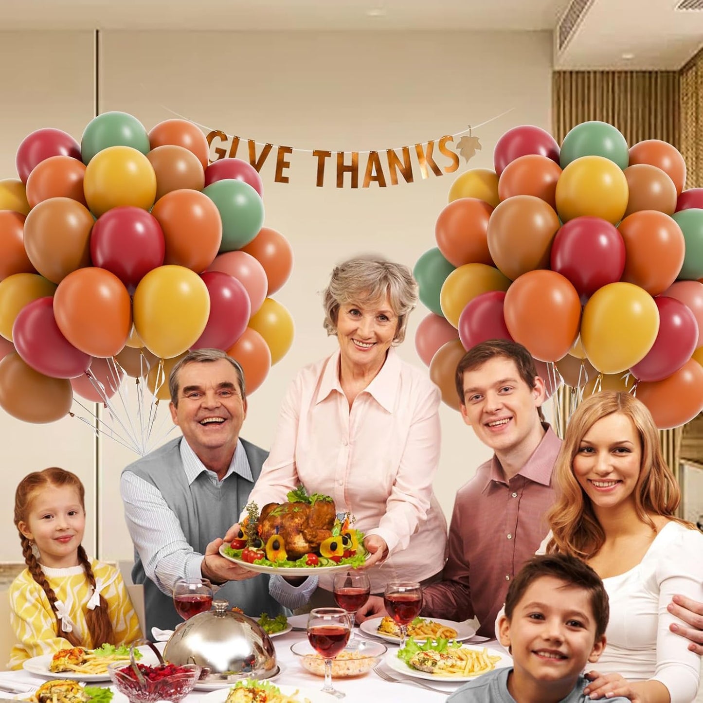 60pcs Fall Balloons, Thanksgiving Balloons 12inch with Burgundy Brown Sage Green Burnt Orange Mustard Yellow Dusty Pink Balloon for Fall Birthday Party Decorations