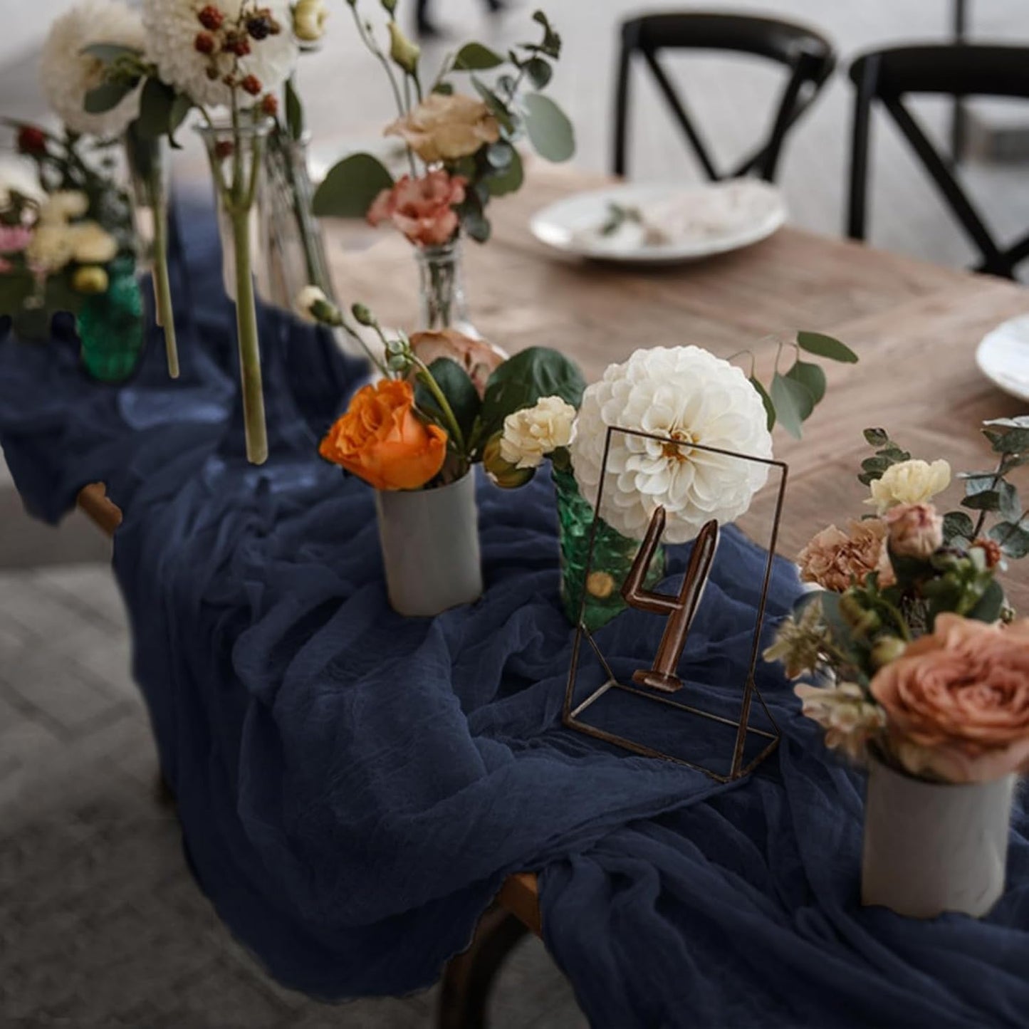 6 Pack Cheesecloth Table Runner 10Ft Christmas Gauze Boho Table Runners for Wedding Decor Bridal Shower Decorations Baby Shower Party(35" x 120")