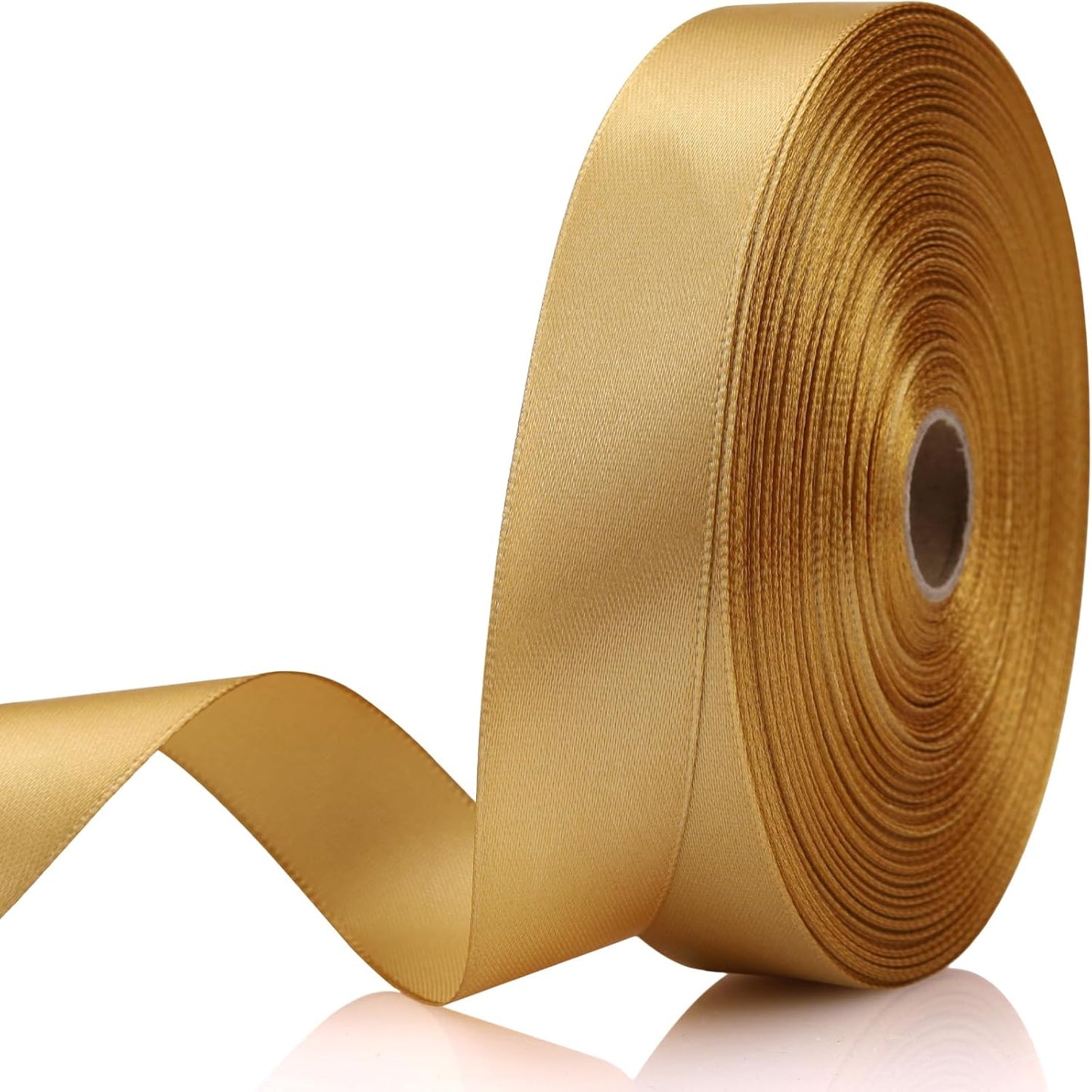 Champagne Gold Ribbon 7/8 Inch 60 Yards Satin Craft Ribbon-Single Face Polyester Ribbon for Handmade Roses,Gift Wrapping,Timeless Flower,Bouquets,Wedding and Party Decoration