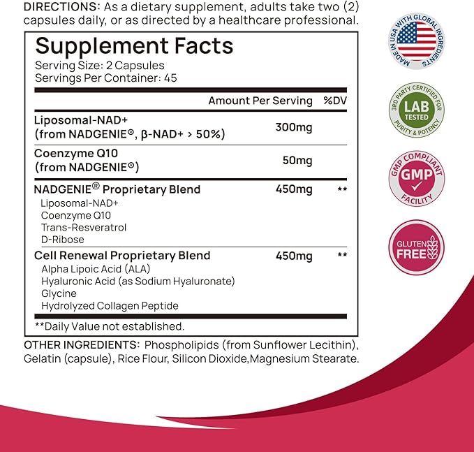 NAD+ Supplement for Women - NMN Alternative with β-NAD+, Trans-Resveratrol, CoQ10, D-Ribose - Promotes Cellular Renewal, Energy, and Radiant Skin Health - 180 Capsules