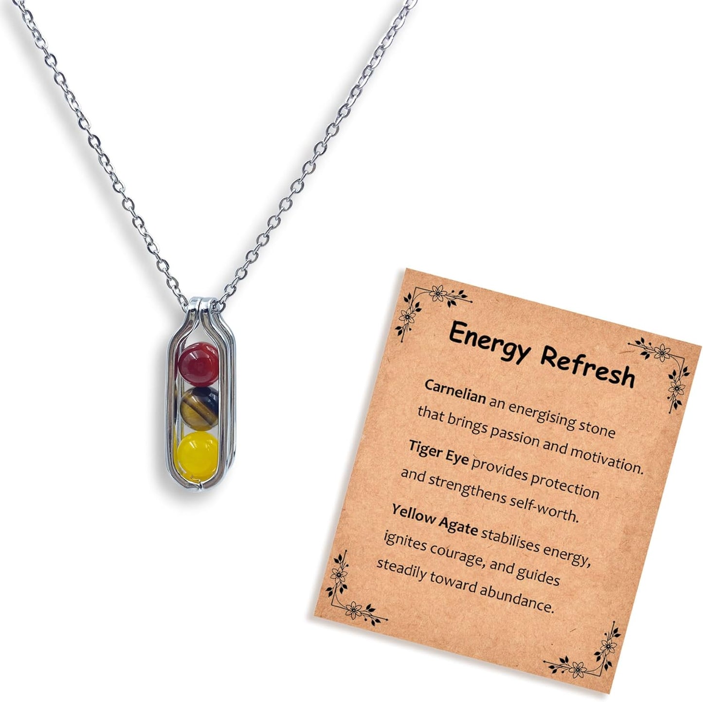 Natural Crystal Necklace Gift for New Beginnings, Crystals and Healing Stones Necklace for Anxiety Relief, Encourage Gift For Women, Mum, Natural Genuine Gemstone, Cheer Up