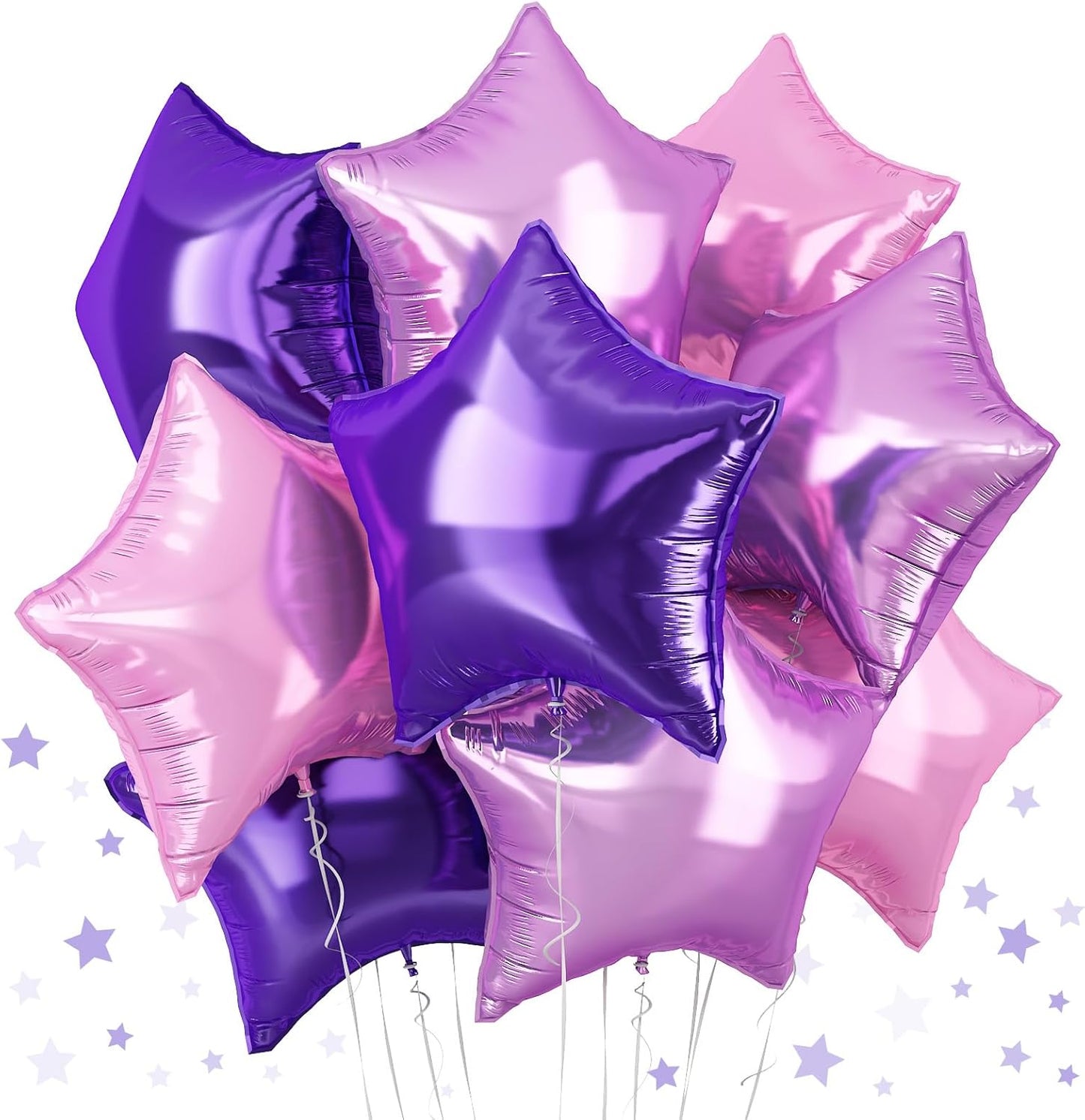 TAOYE Purple Pink Stars Foil Balloons, 18 Inch Lavender Purple Pink Stars Helium Balloons Dark Purple Light Purple Pentagram Foil Balloons for Girls Birthday Wedding Butterfly Theme Party