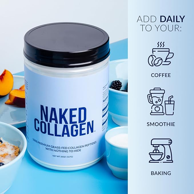 NAKED Vanilla Collagen Peptides Protein Powder, 25 Servings, Pasture-Raised, Grass-Fed Hydrolyzed Collagen Supplement, Paleo Friendly, Non-GMO, Keto, Gluten Free, 19.4oz