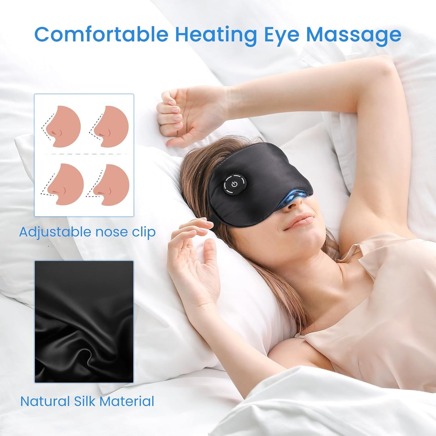 Heated Eye Mask Cordless, USB Eyes Heating Pad, Mask with Temperature Control, Electric Warm Eye Compress for Dry Eyes, Blepharitis, Chalazion, Gift for Men Women(Pack of 2)