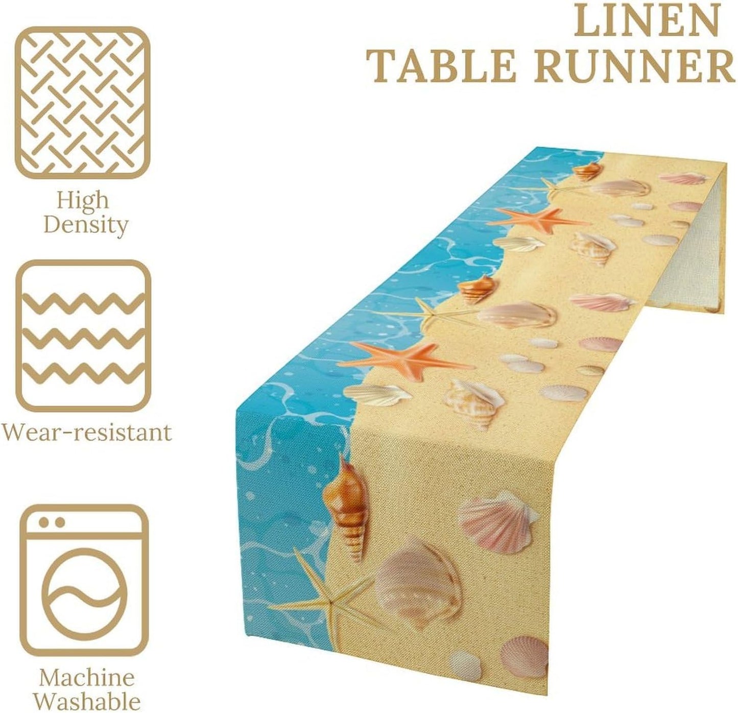 Sea Turtle Table Runner Marine Life Starfish Nautical Blue Green Ocean Theme Kitchen Table Decorations for Indoor Outdoor Home Party Decorations 13 * 90 Inch