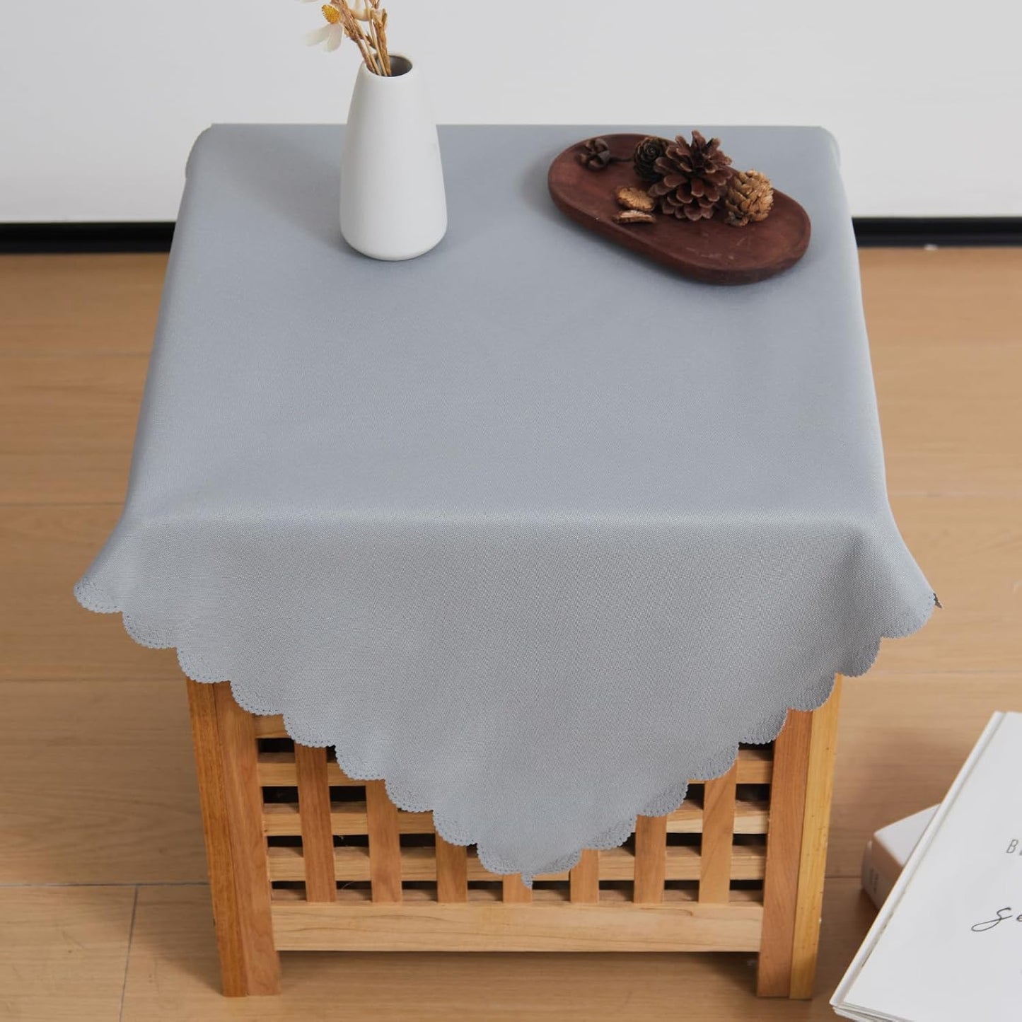 Small Square Grey Tablecloth 24 x 24 Inch Polyester Fabric Washable Table Cover Decorative Wrinkle Resistant Solid Color Table Cloth for Nightstand Party Wedding Camping