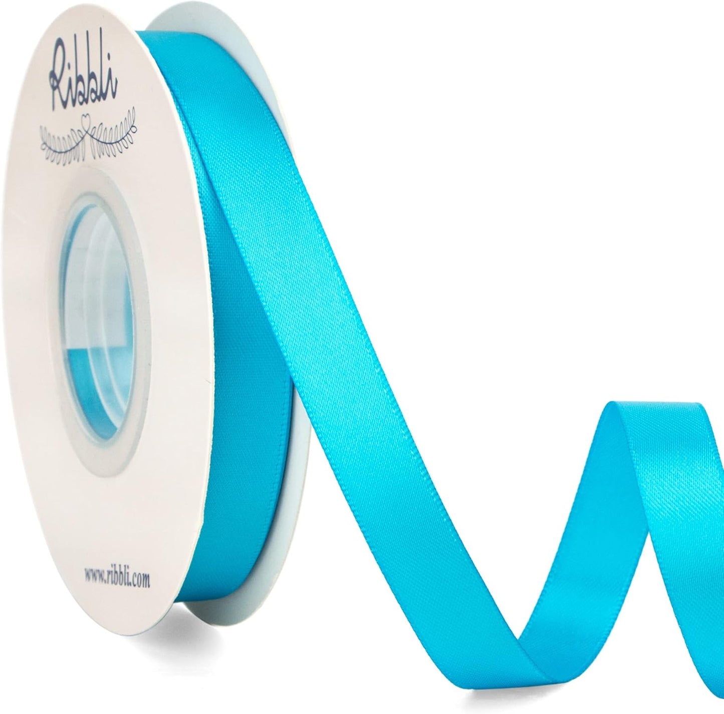 Ribbli Turquoise Blue Double Faced Satin Ribbon,1/2” x Continuous 25 Yards,Use for Bows Bouquet,Gift Wrapping,Wedding Decorating