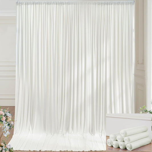 40×14ft Wrinkle Free Ivory Backdrop Curtain, Soft Silky Easy to Drape Cream Wedding Drapes for Backdrop, 8 Panels 5×14ft Photo Backdrop Curtains for Parties Birthday Photography Background Cloth