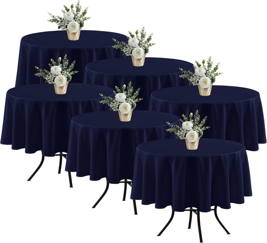 Fitable 6 Pack Navy Round Table Clothes - 70 Inches in Diameter - Stain Resistant and Washable Tablecloths, Polyester Fabric Table Covers for Wedding, Party, Banquet, Gathering