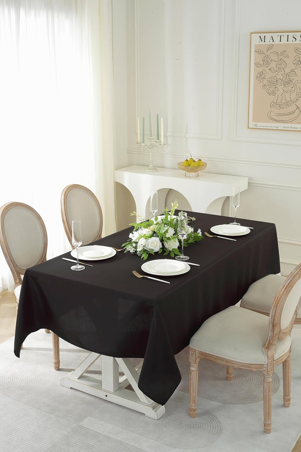 Craft And Party Rectangle Tablecloth, 60 x 102 Inch Black, 6ft Washable Polyester Tablecloth for Home, Party, Wedding or Restaurant