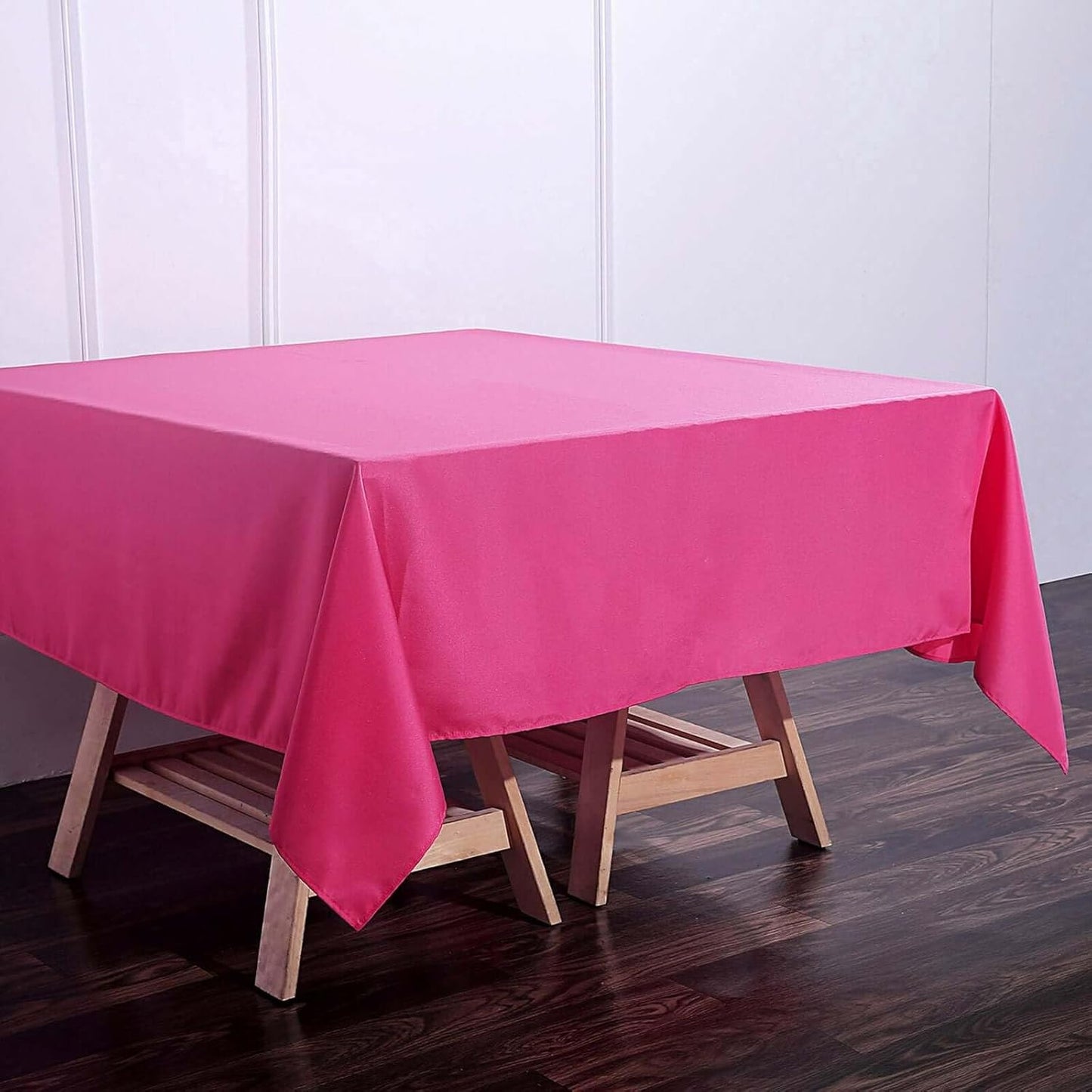 Efavormart 70" Premium Square Polyester Tablecloth for Wedding Kitchen Dining Events - Fushia